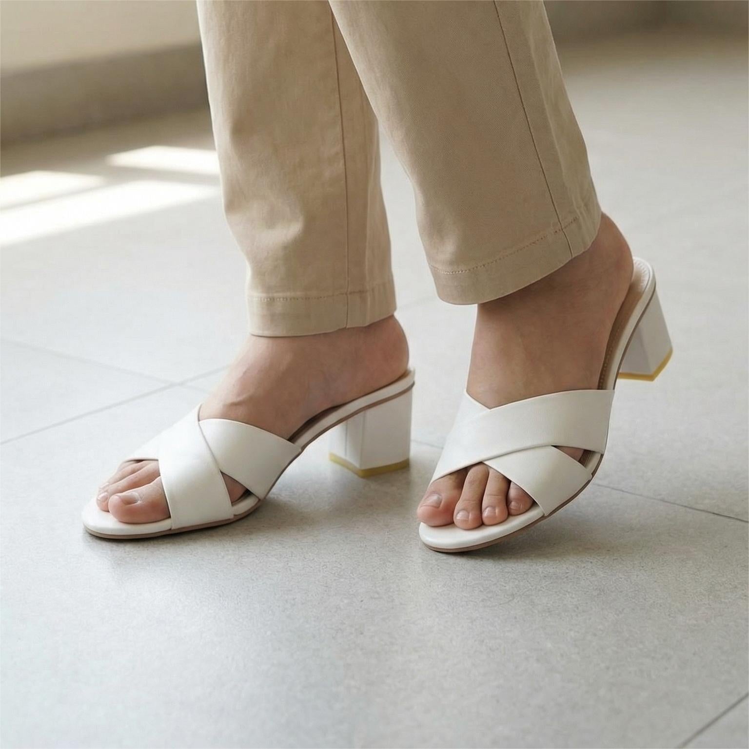 Cross-Strap Block Heel Sandals