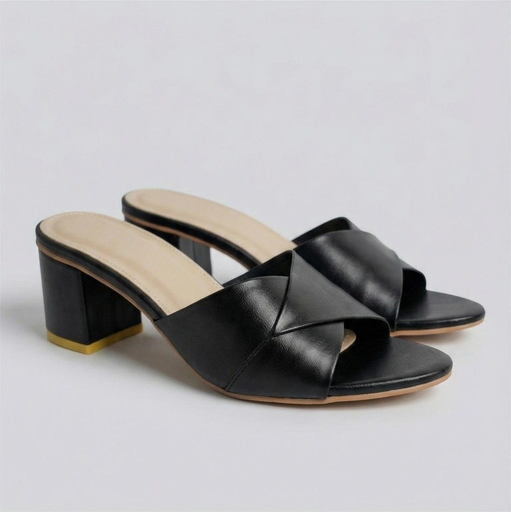 Cross-Strap Block Heel Sandals