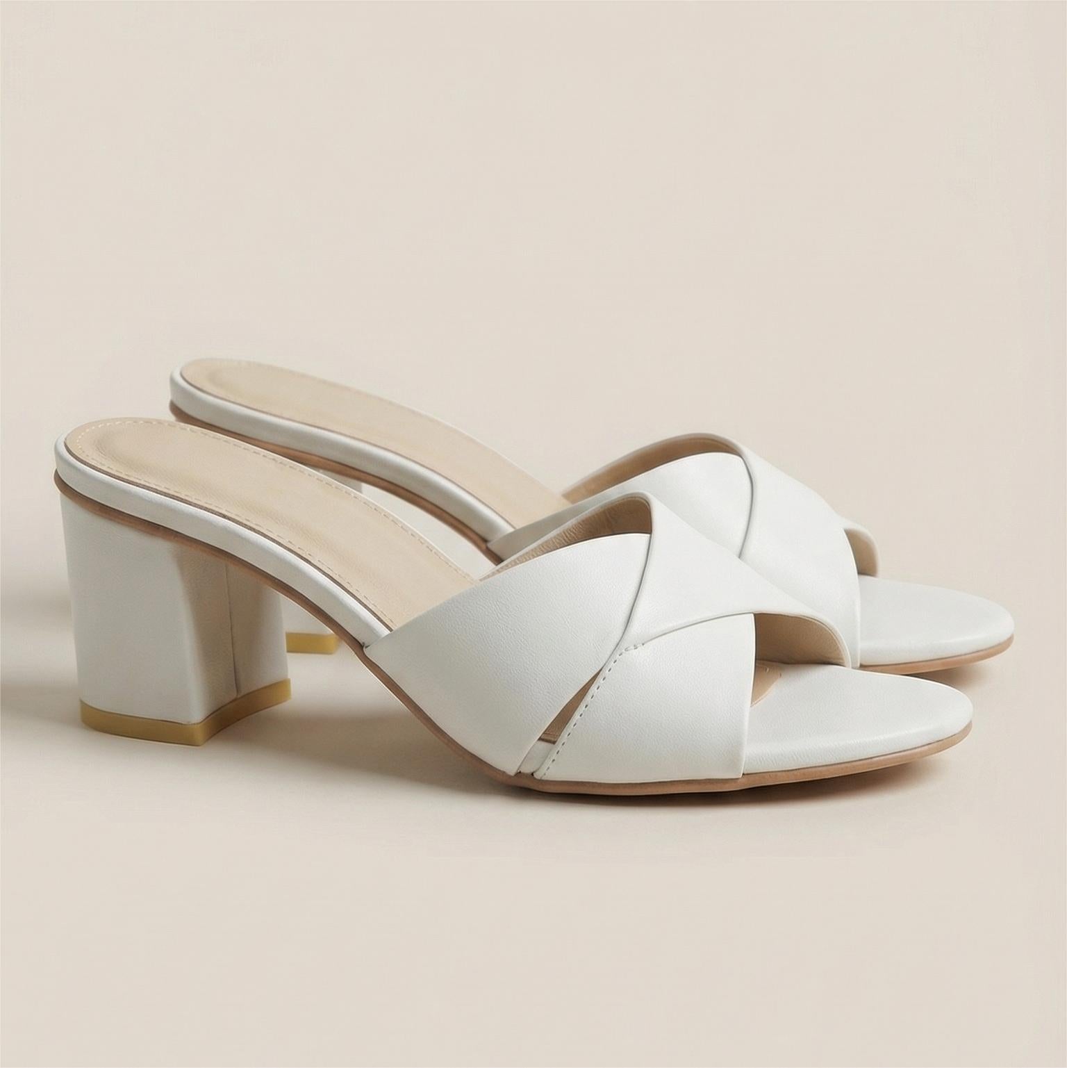 Cross-Strap Block Heel Sandals